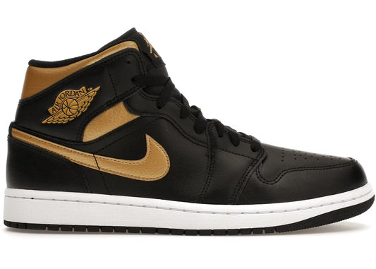 Jordan 1 Mid Black Metallic Gold